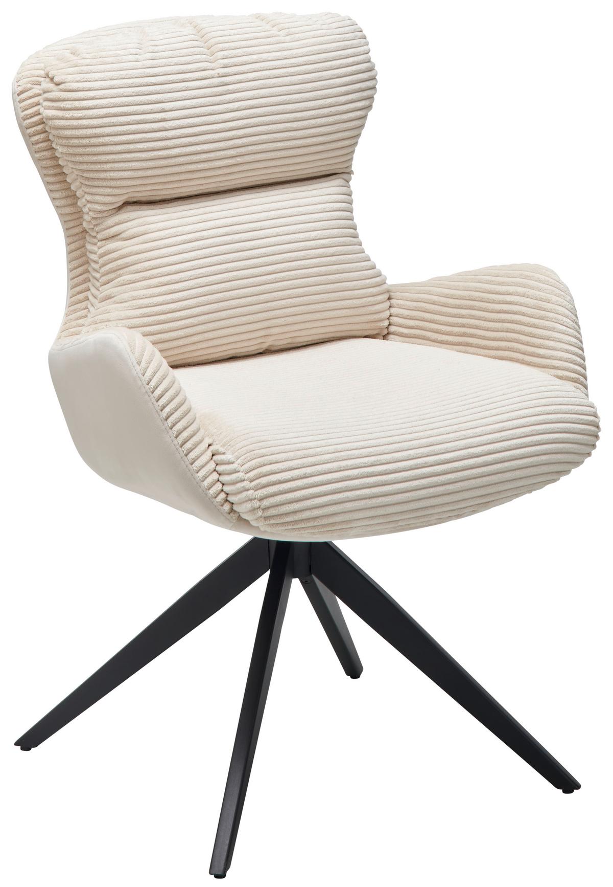 Armlehnstuhl Vanja - Beige/Schwarz, LIFESTYLE, Textil/Metall (58/88/68cm) - MID.YOU