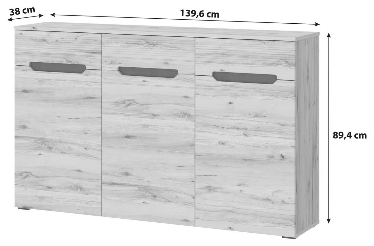 Kommode 139,6 cm Alana Crenata Dekor - MODERN, Holzwerkstoff (139,6cm)