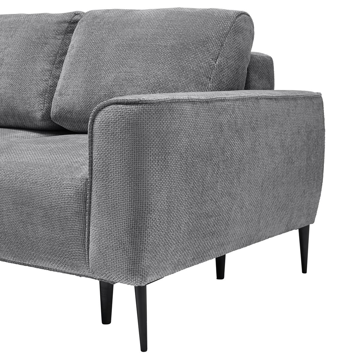 Rohová sedačka CUSTOM, levá, šedá žinylka - šedá/černá, Moderní, kov/textil (164/255cm) - Mömax