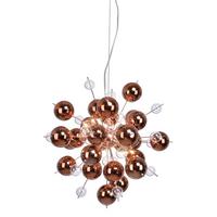 Hängeleuchte Explosion H:150cm 10-Flammig, Kronleuchter - Klar/Kupferfarben, Trend, Glas/Metall (65/150cm) - Näve