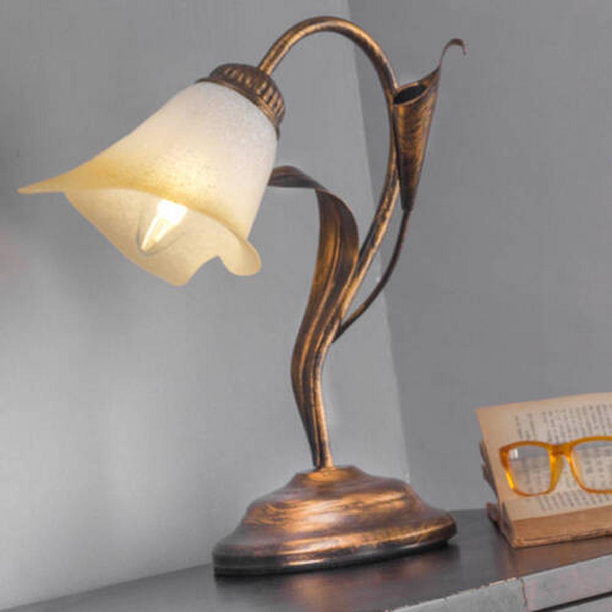 Tischleuchte 4722/lb - Bronzefarben/Weiß, Natur, Metall (25/31cm)