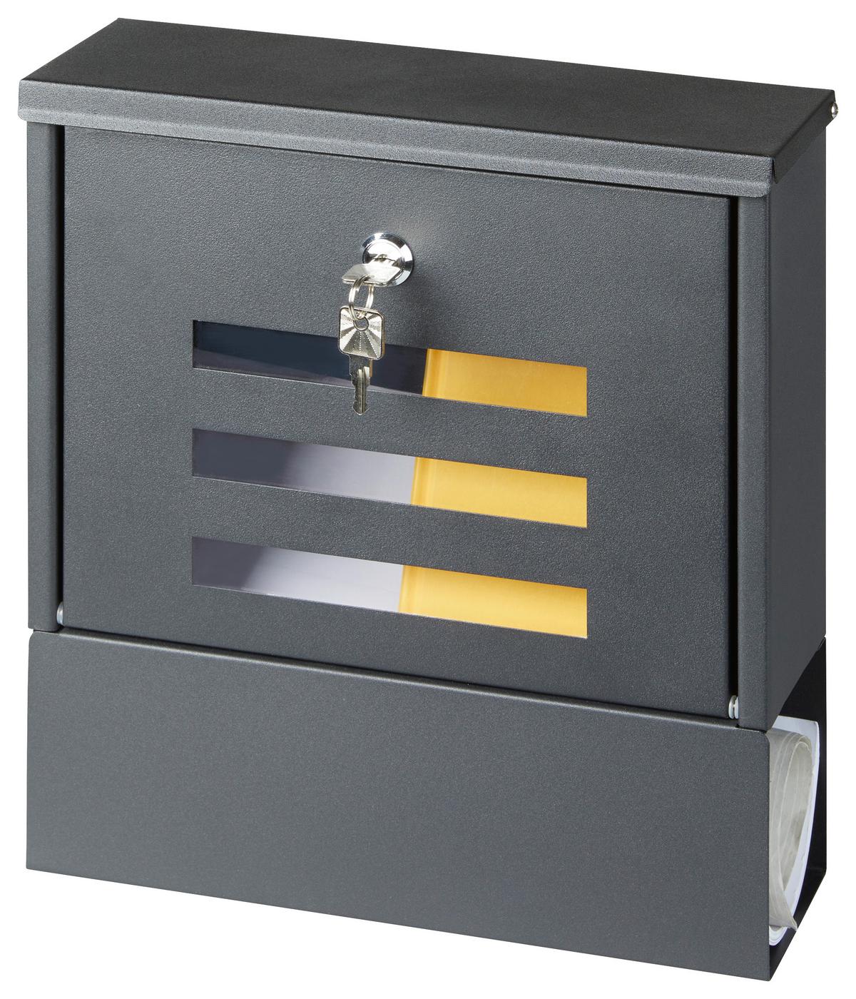Briefkasten Anthrazit Rohan Mit Sichtfenster - Anthrazit, Design, Metall (30/33/9,5cm) - Homezone