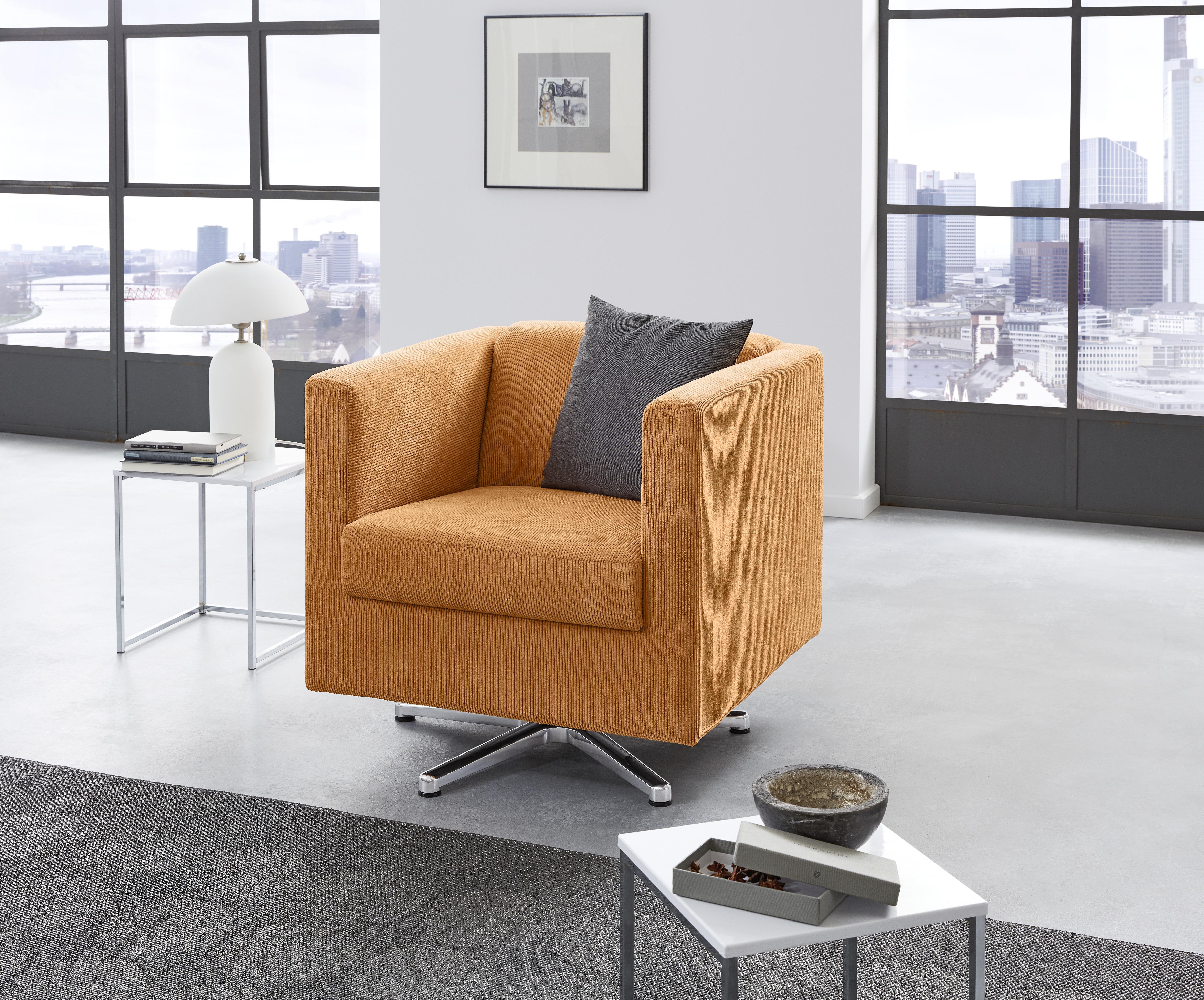 Designsessel Looks I - Chromfarben/Orange, Design, Textil (72/71/75cm) - LOOKS by W.Joop