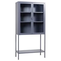 Vitrine Misha - Grau, Design, Metall (75/150/35cm) - Livetastic