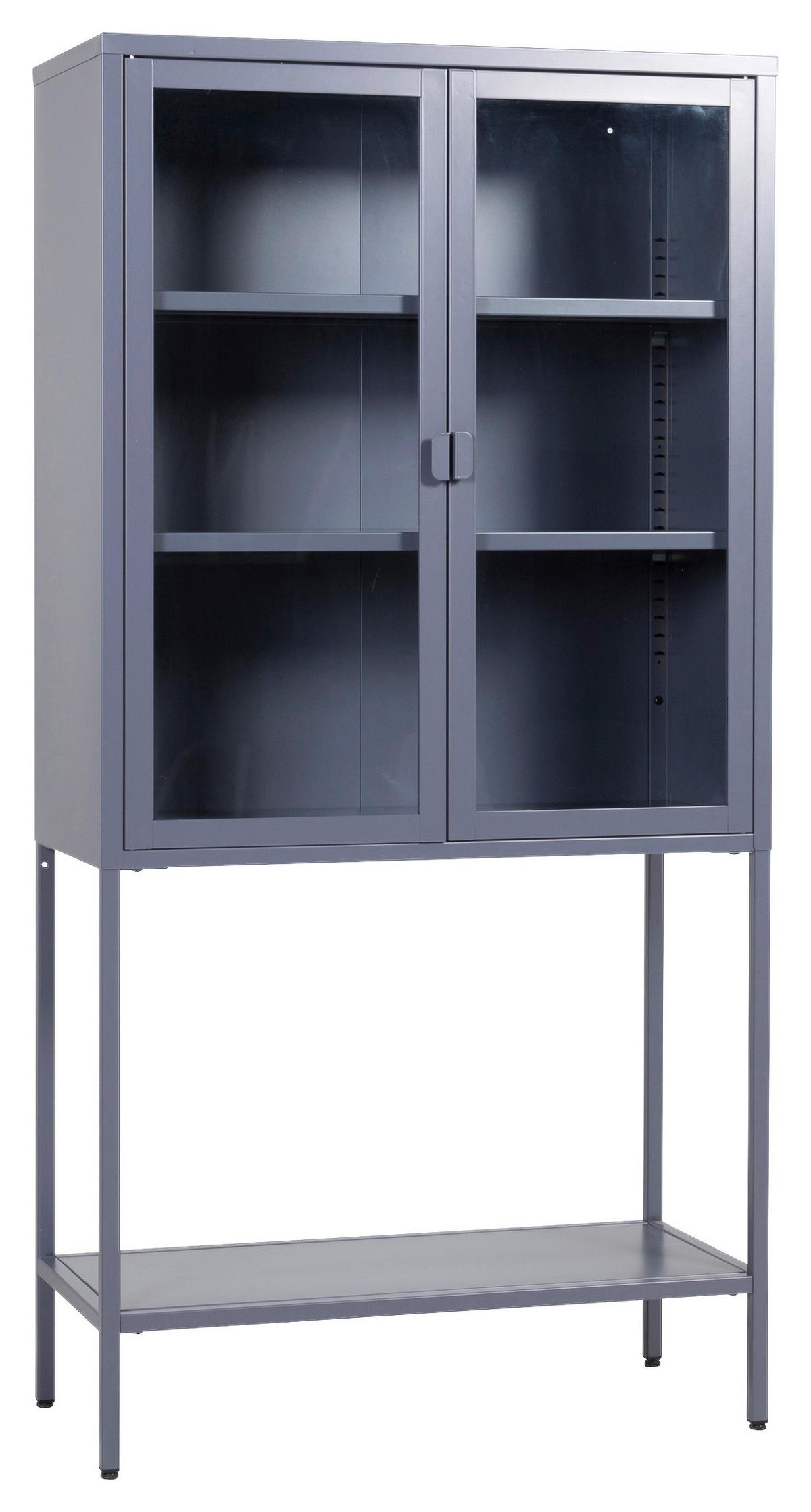 Vitrine Misha - Grau, Design, Metall (75/150/35cm) - Livetastic