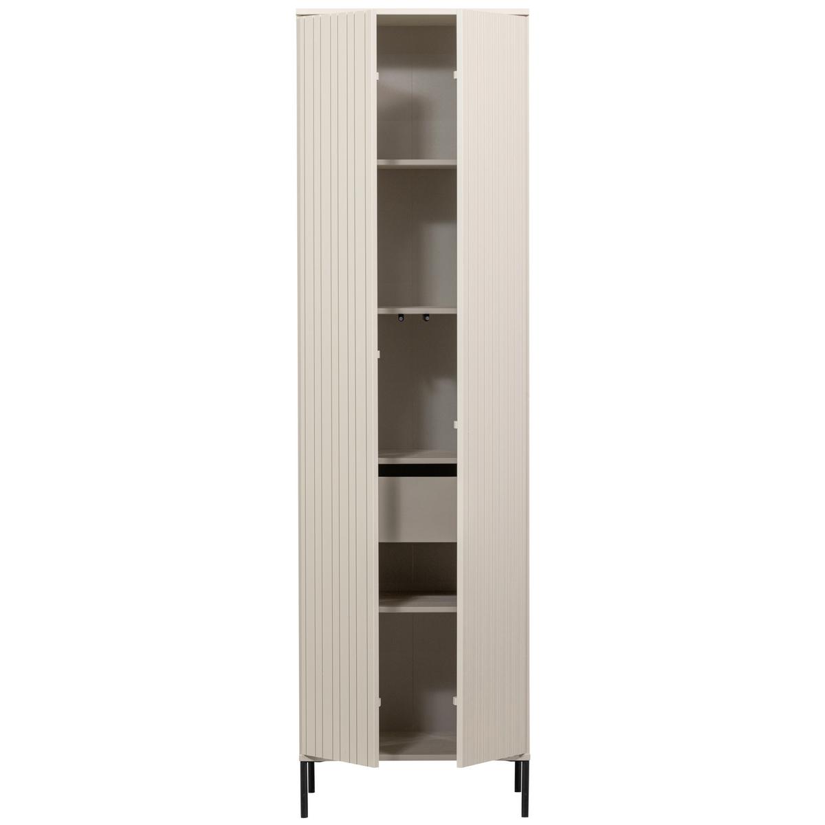 Garderobenschrank Gravure Grau B: 60 cm - Schwarz/Grau, Design, Holz (60/210/42cm) - Livetastic