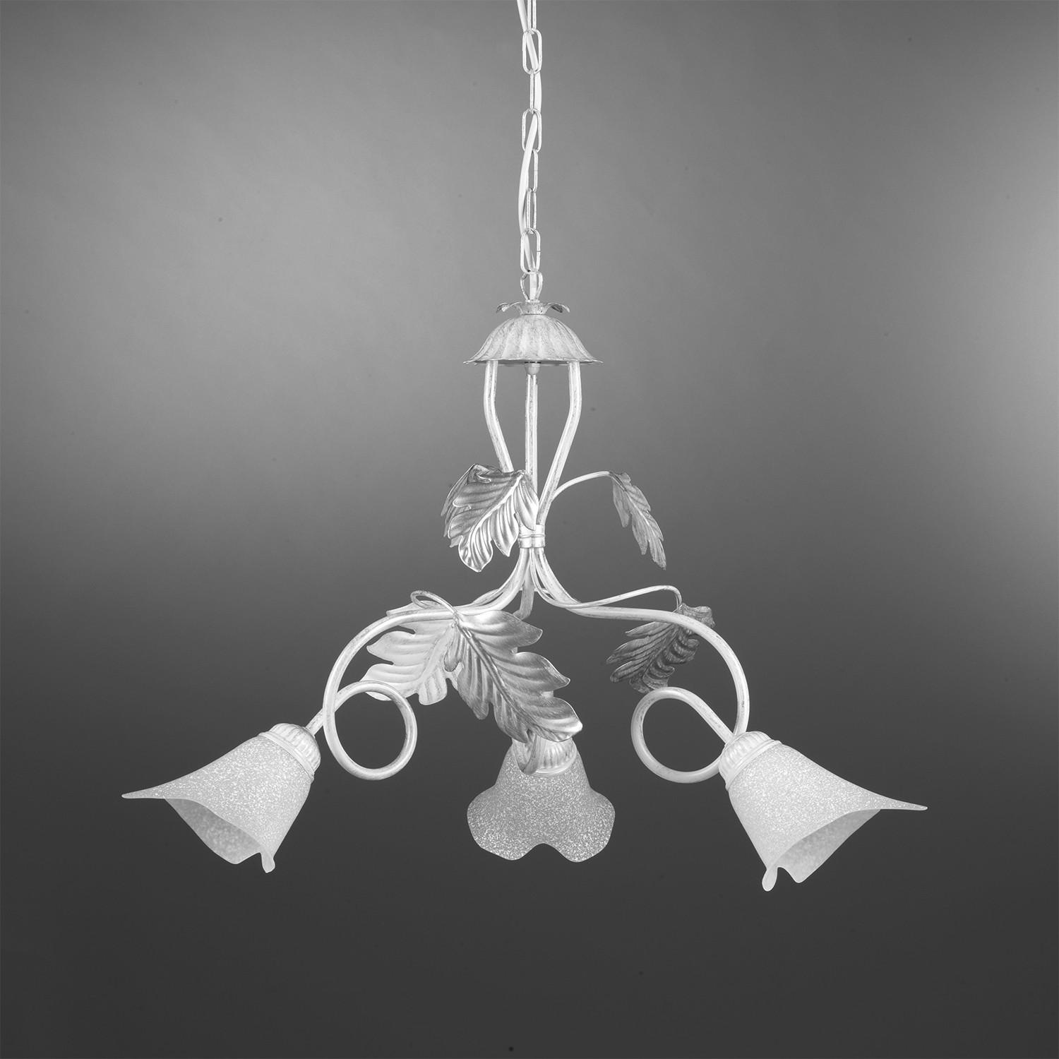 Kronleuchter 4836/3 - Silberfarben/Weiß, KONVENTIONELL, Glas/Metall (60/110cm)