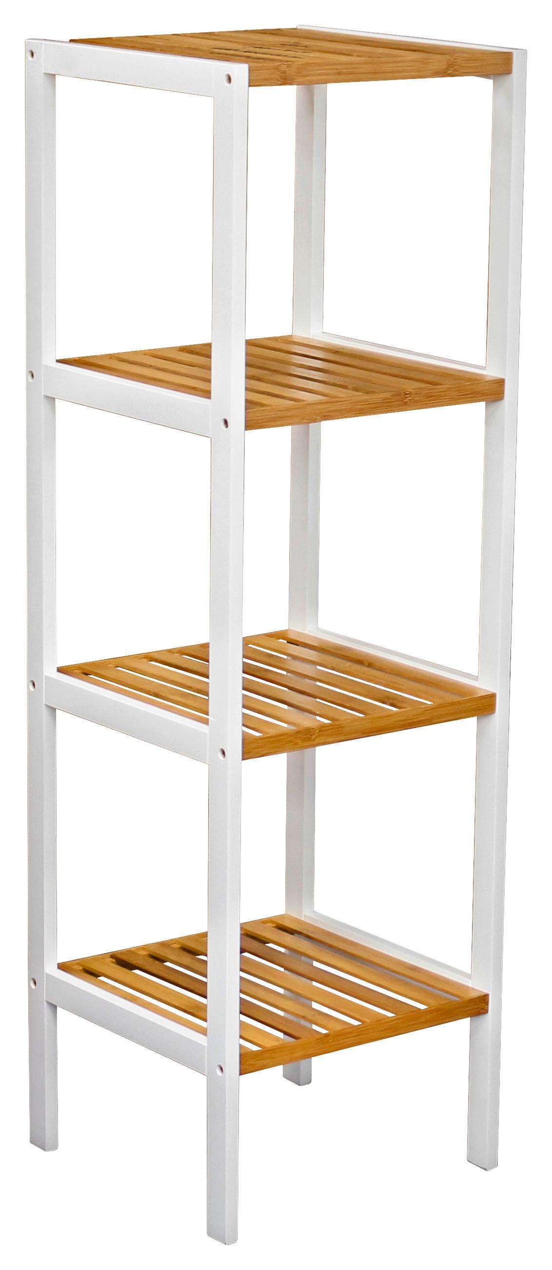 Regal Bambu B 34cm, Weiß/Braun - Weiß/Braun, MODERN, Holz/Holzwerkstoff (34/110/33cm)