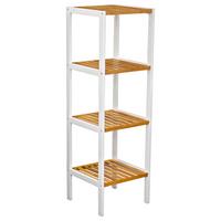 Regal Bambu B 34cm, Weiß/Braun - Weiß/Braun, MODERN, Holz/Holzwerkstoff (34/110/33cm)