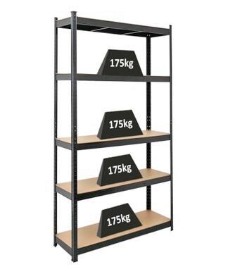 Schwerlastregal Simon 180x120x40 cm - Schwarz, KONVENTIONELL, Holzwerkstoff/Metall (180/120/40cm) - Homezone