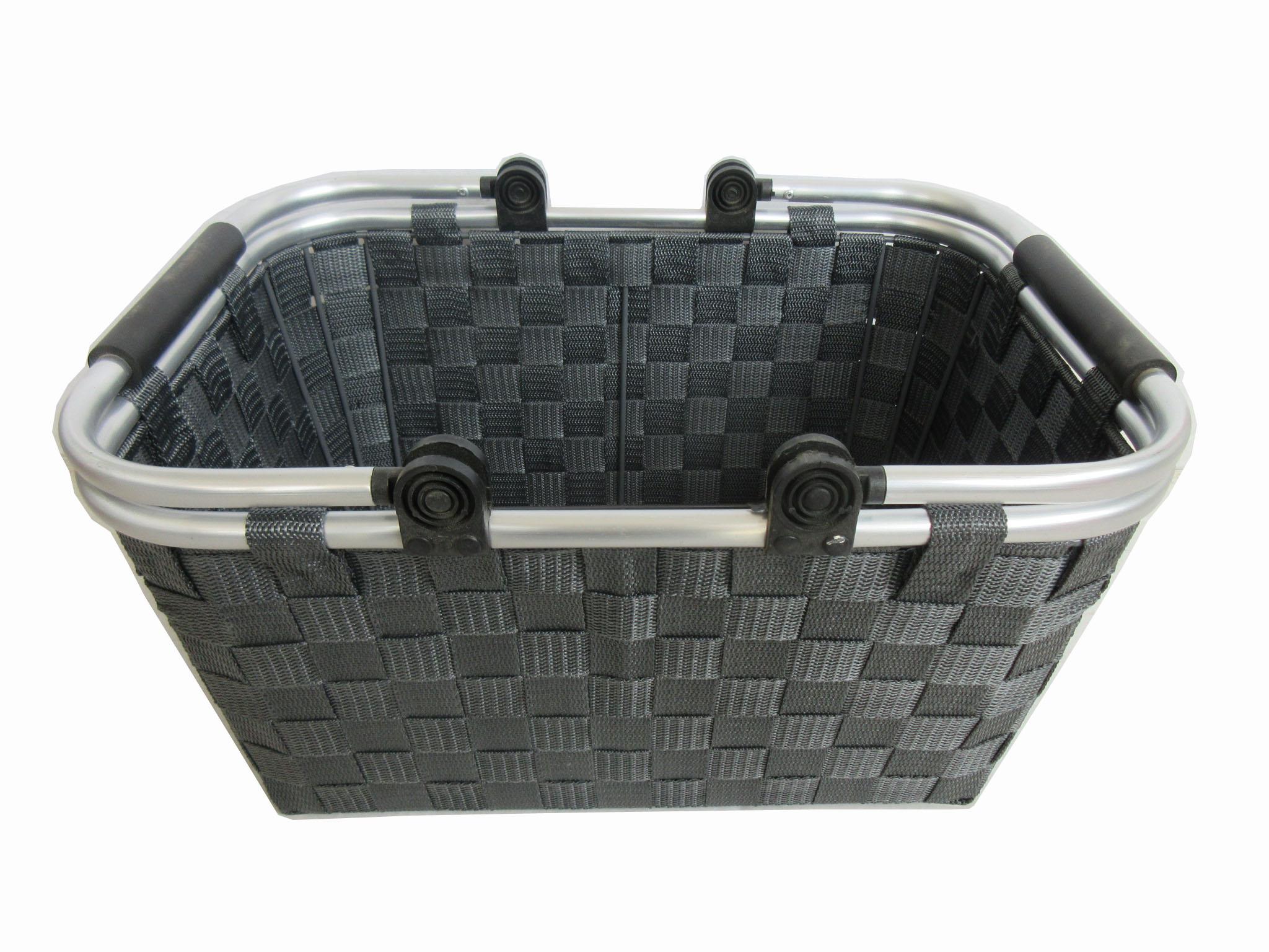 Einkaufskorb Gina Grau Flechtmuster mit Tragegriffe - Grau, KONVENTIONELL, Kunststoff/Metall (41/29/21cm) - Ondega