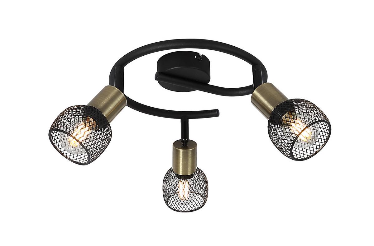 Strahler Fiastra 3-Flammig verstellbar Ø 23 cm - Schwarz, Basics, Metall (23/14cm) - Globo