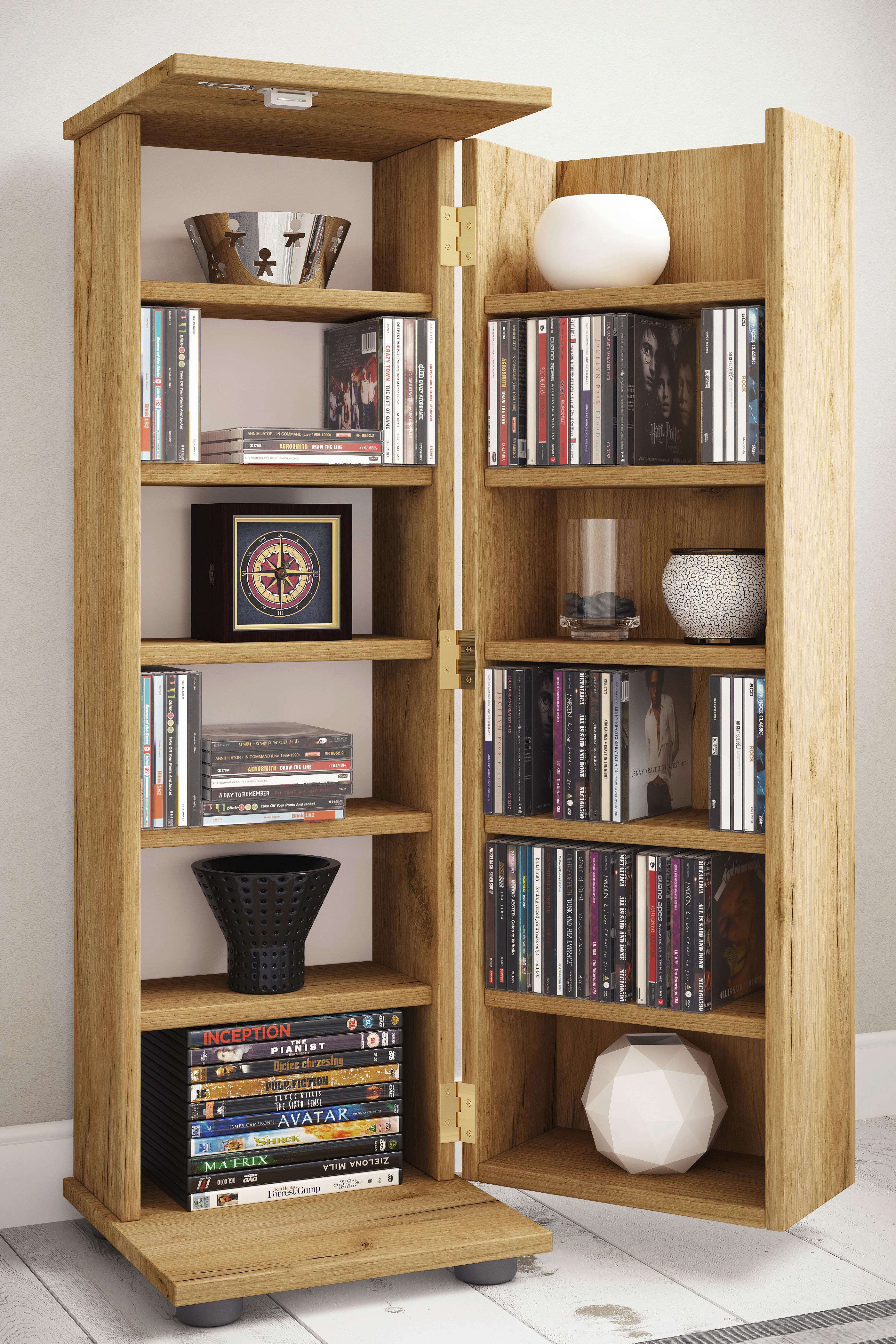 CD-Regal Engalo Eiche Dekor B: 31 cm - Honigeiche/Schwarz, Design, Holzwerkstoff (31/93/31cm) - MID.YOU