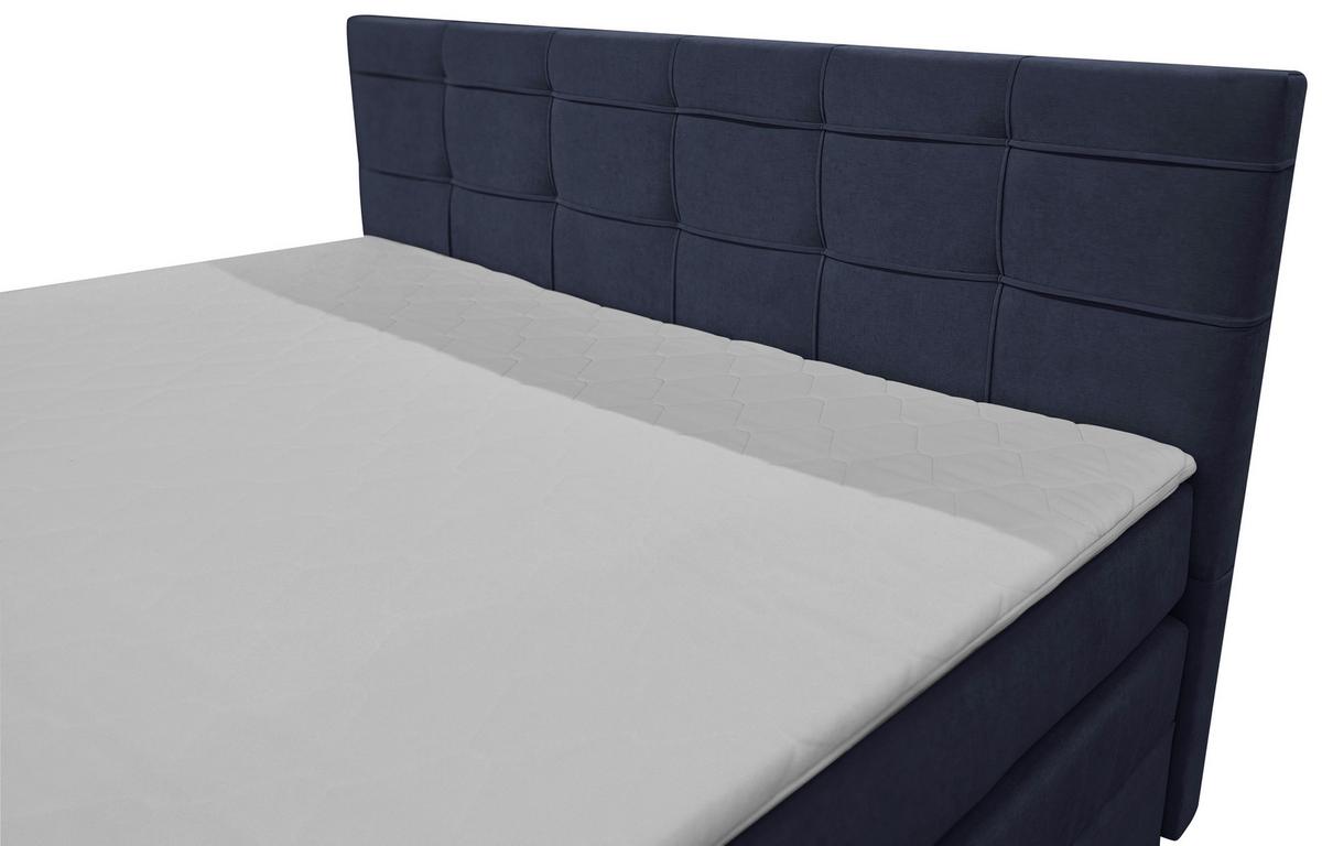 Boxspringbett Mitto Dunkelblau 200x200 Cm - Schwarz/Dunkelblau, KONVENTIONELL, Textil/Metall (200/200cm)