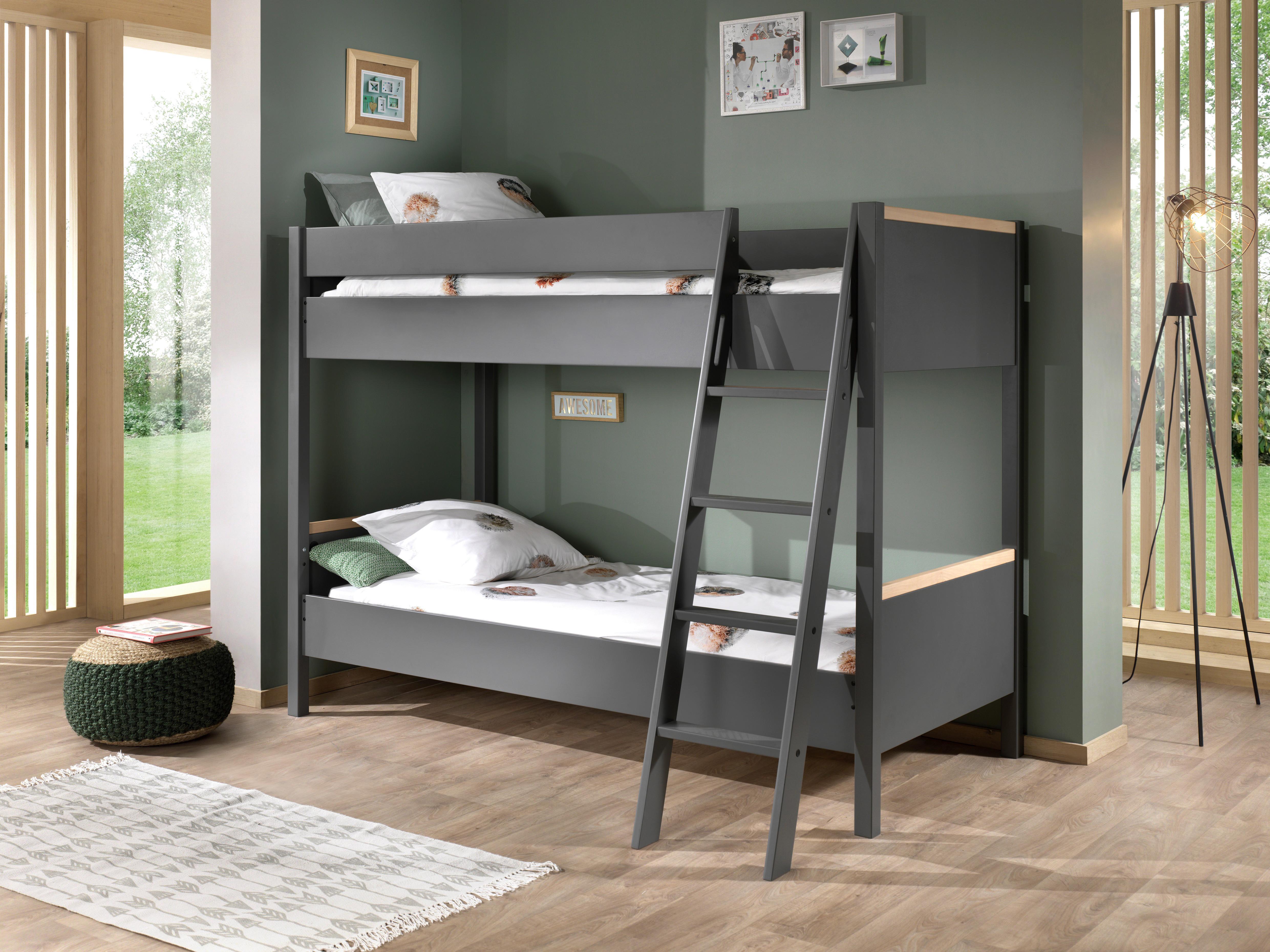 Etagenbett London Anthrazit 90x200 cm - Anthrazit/Naturfarben, MODERN, Holz/Holzwerkstoff (90/200cm) - MID.YOU