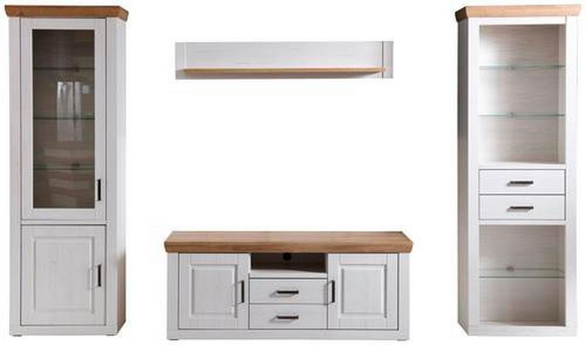 Wohnkombination 4-Tlg. Brixen Eiche/Pinie Dekor - Eichefarben/Pinienfarben, LIFESTYLE, Glas/Holzwerkstoff (324/210/52cm) - Livetastic