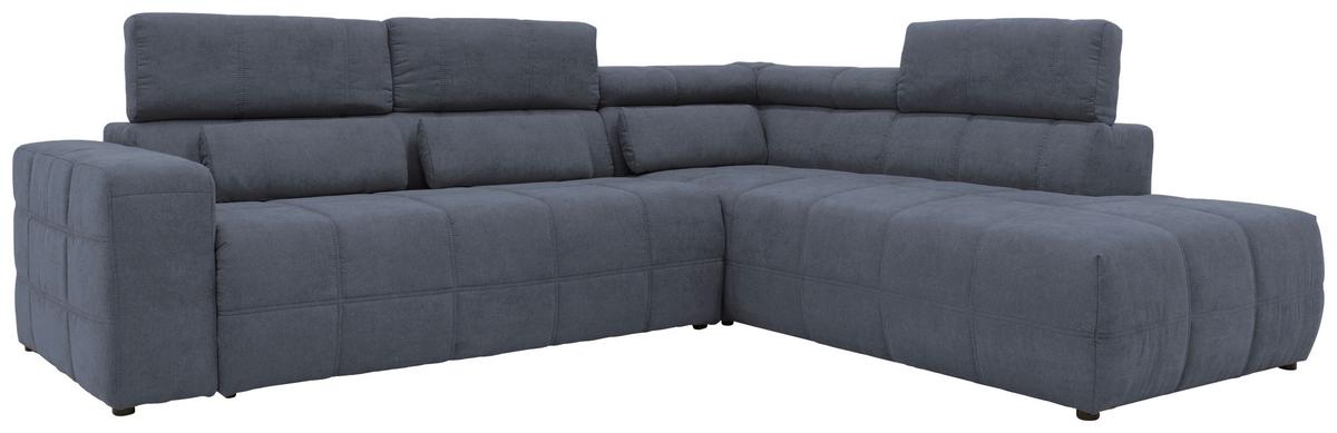 Ecksofa +  Kopfteilverstellung Brandon Dunkelgrau Mikrofaser - Dunkelgrau/Schwarz, Design, Textil (275/228cm) - MID.YOU