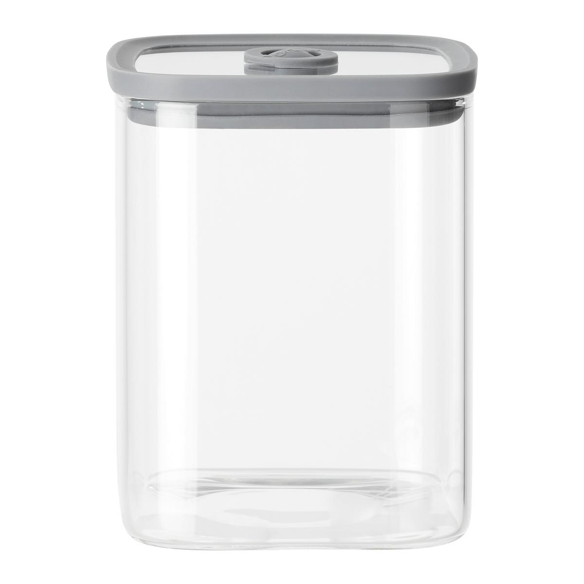 SKLENĚNÁ DÓZA NA POTRAVINY SELINA - CA. 1L - šedá/čiré, Moderní, plast/sklo (10,3/12,8/10,3cm) - Modern Living