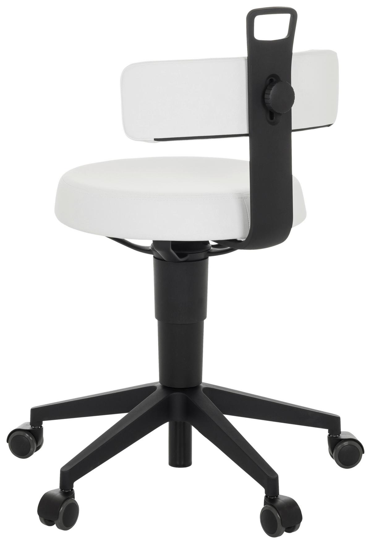 Bürohocker Top Work Flex Pu - Schwarz/Weiß, Basics, Leder/Kunststoff (40/74-86/46cm) - MID.YOU