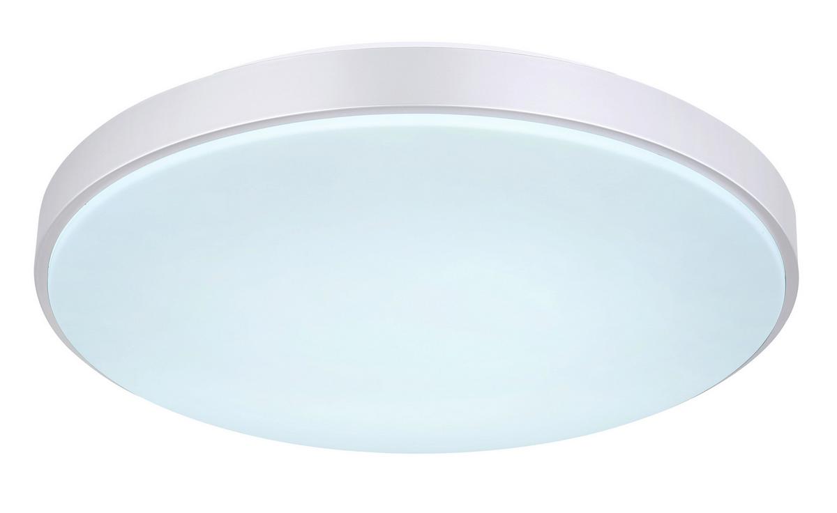 LED-Deckenleuchte Ø 41 cm mit Farbtemperaturwechsler - Silberfarben/Opal, Basics, Kunststoff/Metall (41/6cm) - Globo