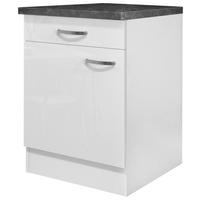 Küchenunterschrank Alba B: 60 cm Weiß/Schiefer mit Lade - Schieferfarben/Weiß Hochglanz, MODERN, Holzwerkstoff (60/86/60cm)