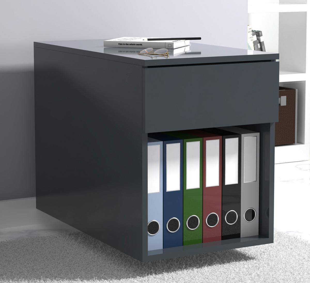 Rollcontainer Anthrazit Dalrosa 39x55x70 Cm - Anthrazit, MODERN, Holzwerkstoff/Kunststoff (39/55/70cm) - MID.YOU