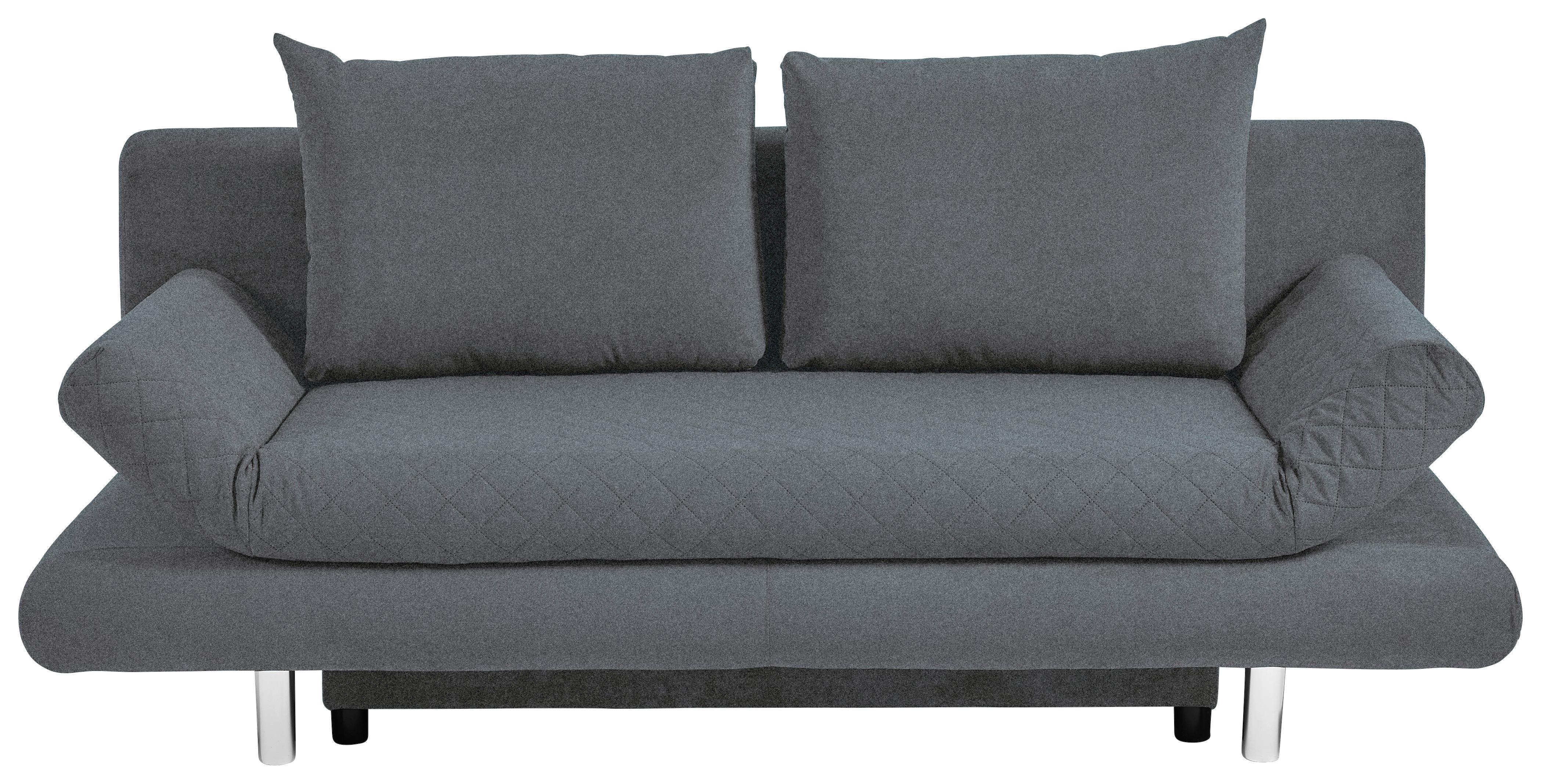 2-Sitzer-Sofa Mit Schlaffunktion Sorini B:194 cm - Chromfarben/Dunkelgrau, Design, Textil (194/73/91cm) - Livetastic