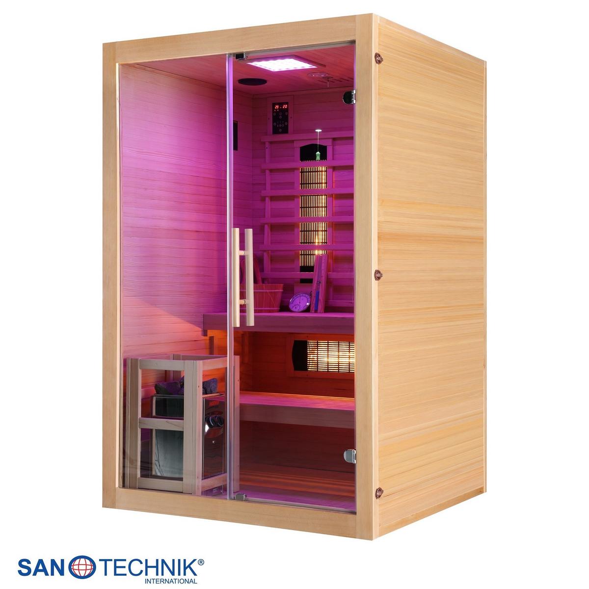 Infrarotkabine 2 Personen LBH: 130x120x200 cm - Naturfarben, Basics, Glas/Holz (130/120/200cm) - Sanotechnik