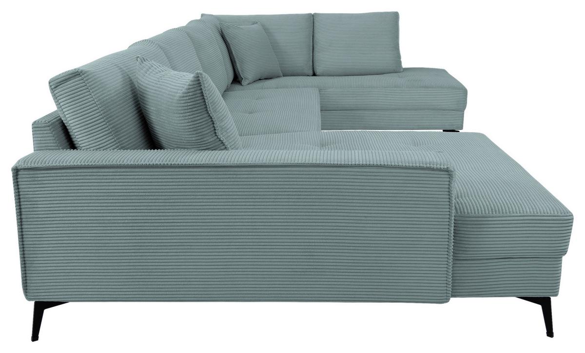 Wohnlandschaft Zero Hellblau U-Form 195x362x173cm - Salbeigrün/Schwarz, Trend, Textil (173/362/195cm)