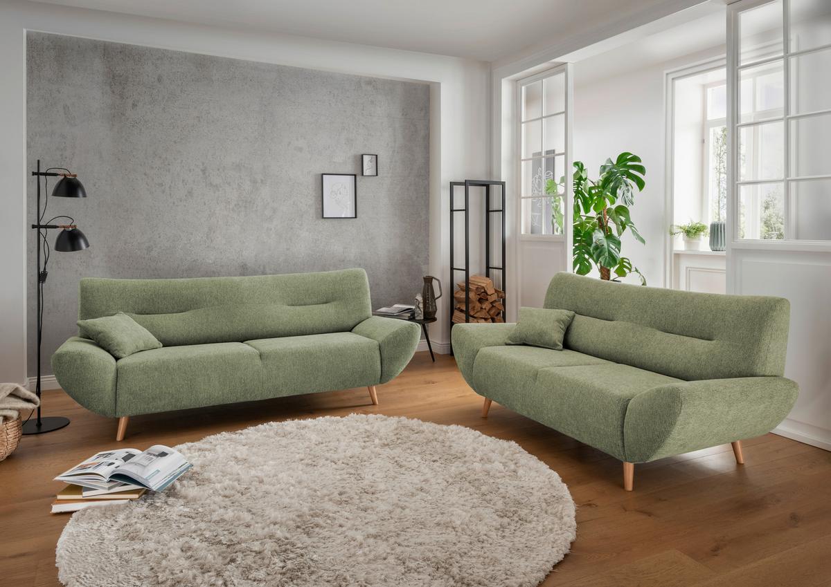 2-Sitzer-Sofa Drago Grün - Wildeiche/Grün, MODERN, Holz/Textil (173/81/90cm) - MID.YOU
