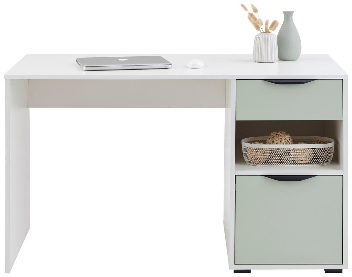 Schreibtisch Palermo 2 Weiß/salbeigrün, B: 120 Cm - Salbeigrün/Weiß, Trend, Holzwerkstoff (120/73,5/60cm)
