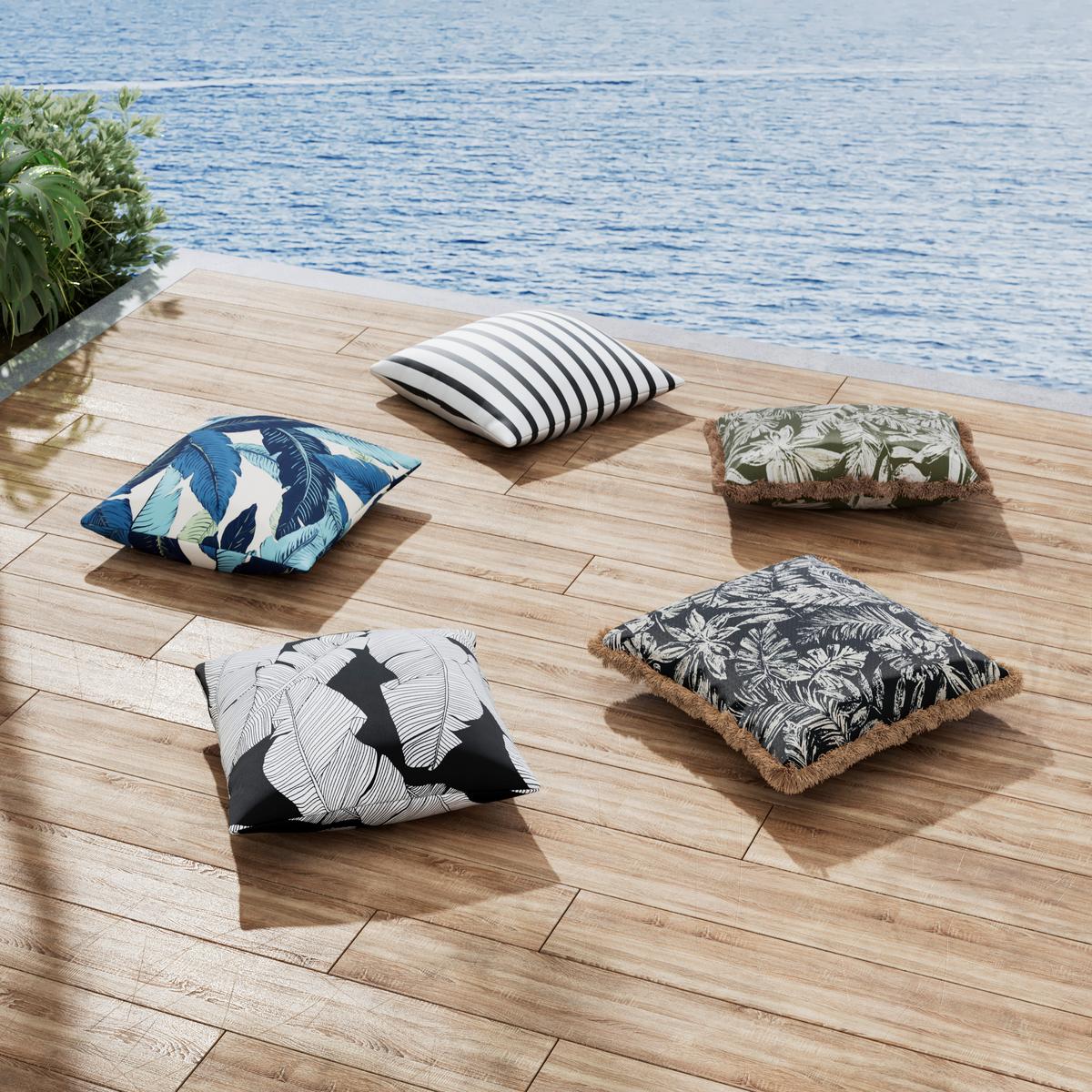 VENKOVNÍ POLŠTÁŘ GIADA - bílá/černá, Moderní, textil (45/45/10cm) - Bessagi Garden