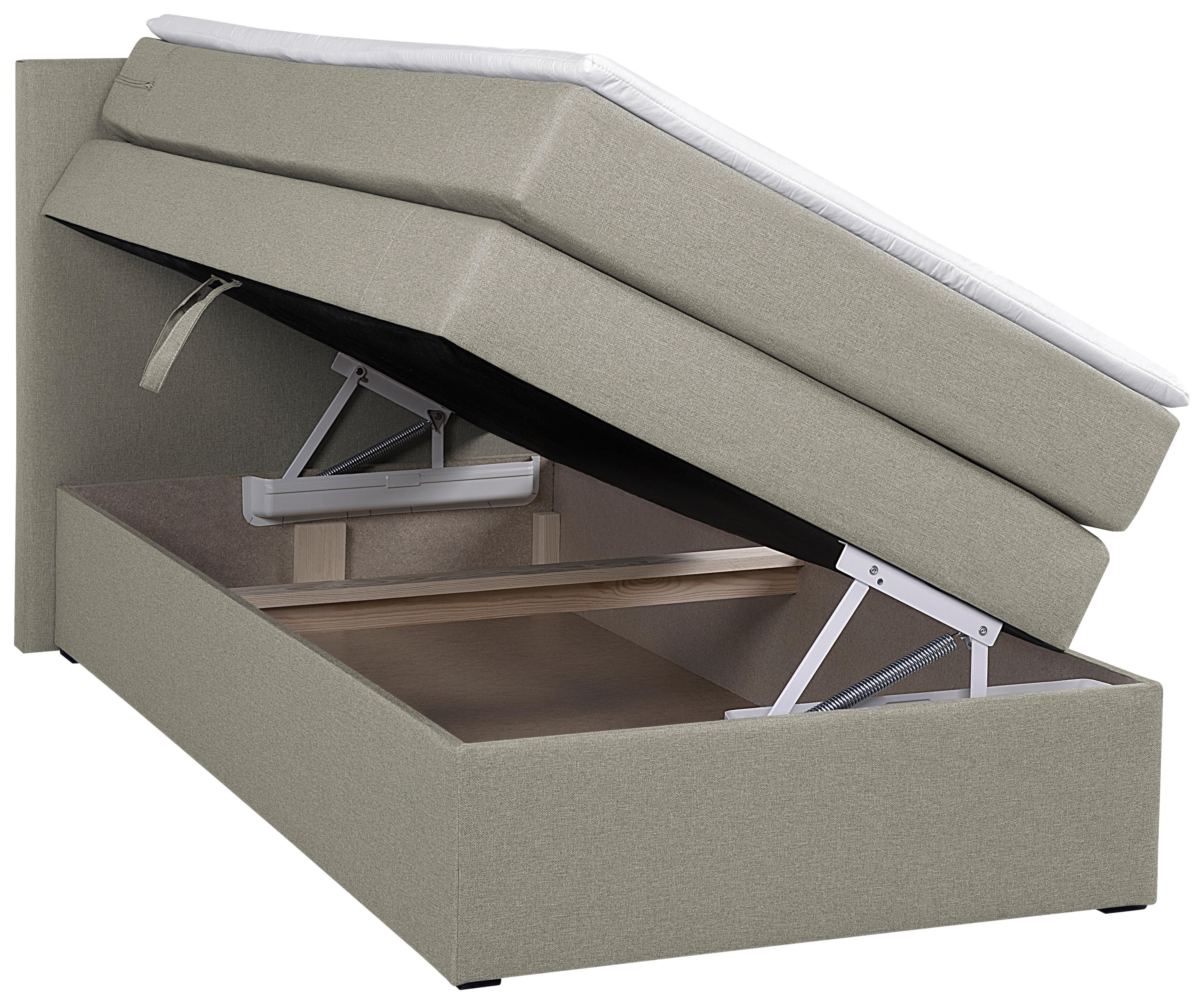 Boxspringbett Mit Bettkasten Siam Twist 90x200 Cm Beige - Beige/Schwarz, Basics, Holzwerkstoff/Textil (90/200cm)