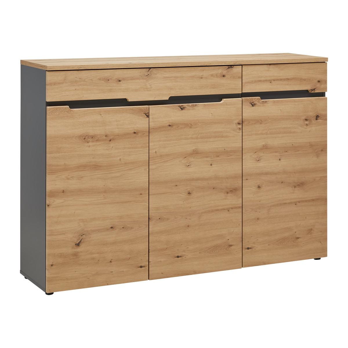 ŠIROKÁ KOMODA MEMPHIS -EXKLUSIV- - černá/barvy grafitu, Moderní, kompozitní dřevo (150/107/38cm) - Mömax