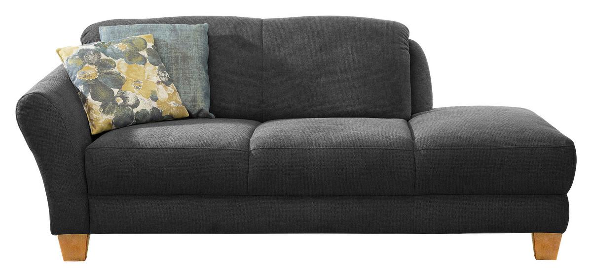 Récamiere Gotland V, Schwarz B: 194 cm - Schwarz/Naturfarben, KONVENTIONELL, Textil (194/84/91cm) - Sit & More