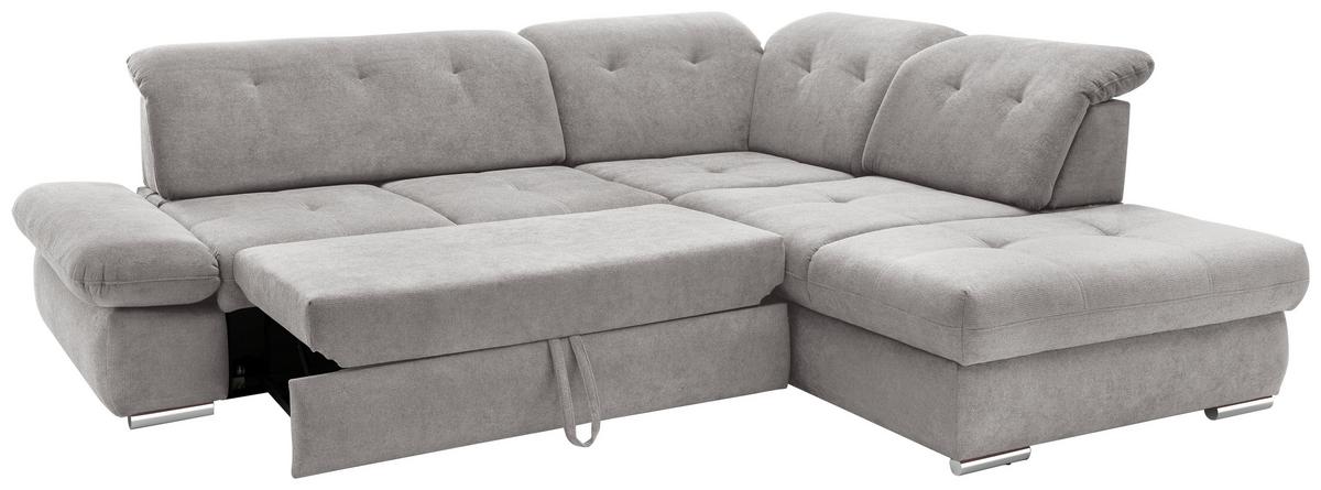 Ecksofa Dalida Grau S: 280x254 cm - Chromfarben/Grau, MODERN, Textil (280/254cm) - Livetastic