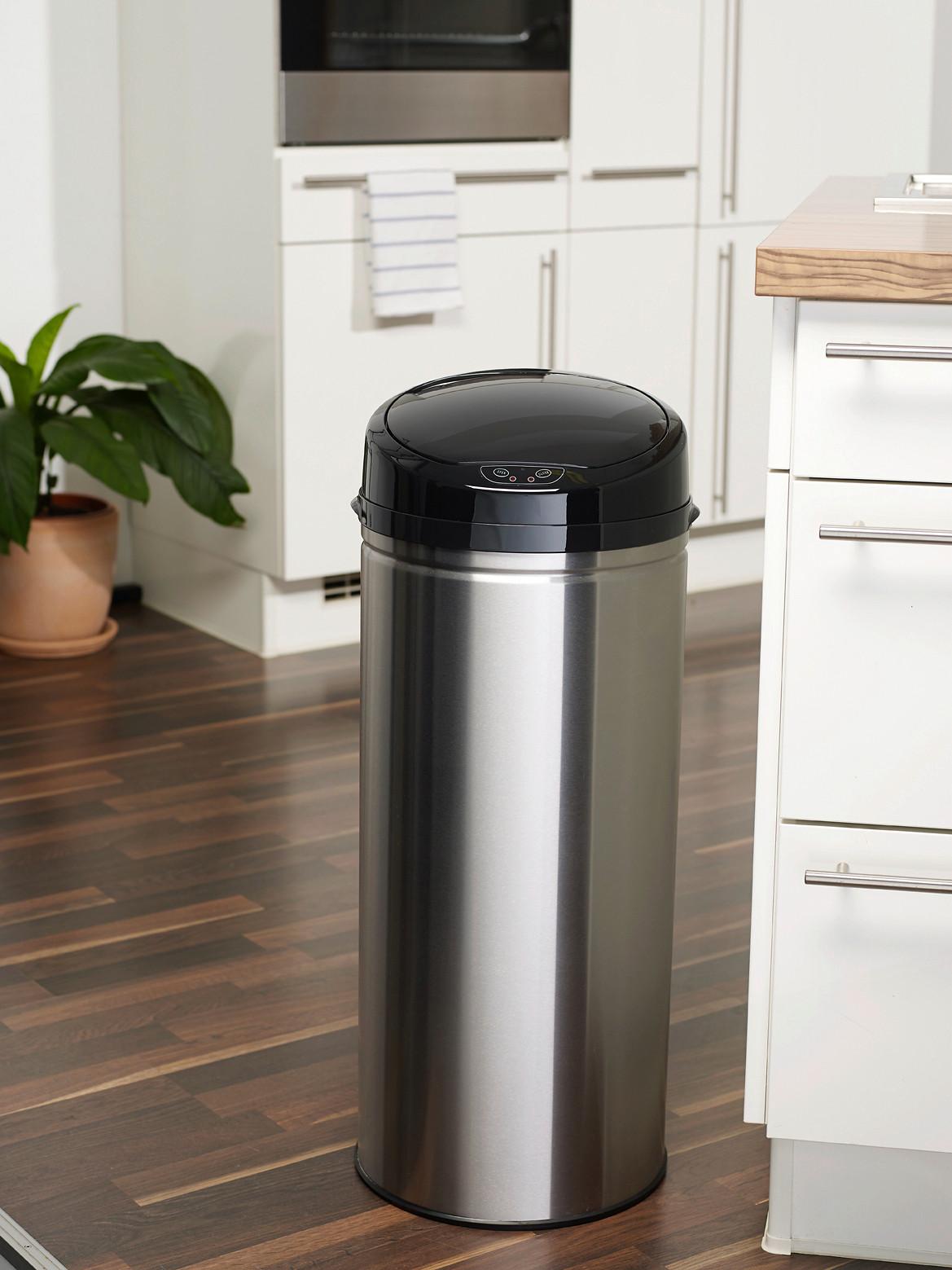 ODPADKOVÝ KÔŠ IR SENSOR - BRUSHED - 42L - čierna/strieborná, Trend, kov/plast (31/31/79,5cm) - Echtwerk