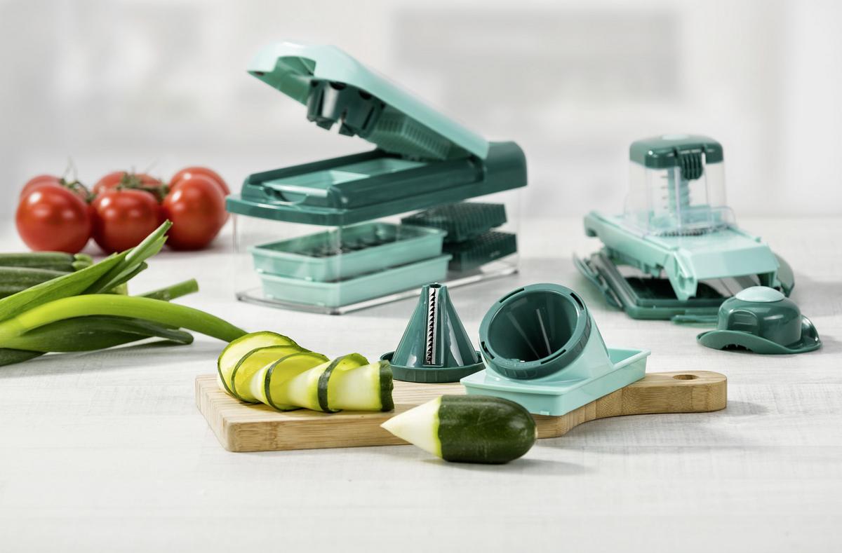 Küchenhelfer-set Nicer Dicer Fusion Smart 16 Tlg. - Türkis/Dunkelgrün, Basics, Kunststoff/Metall - Genius