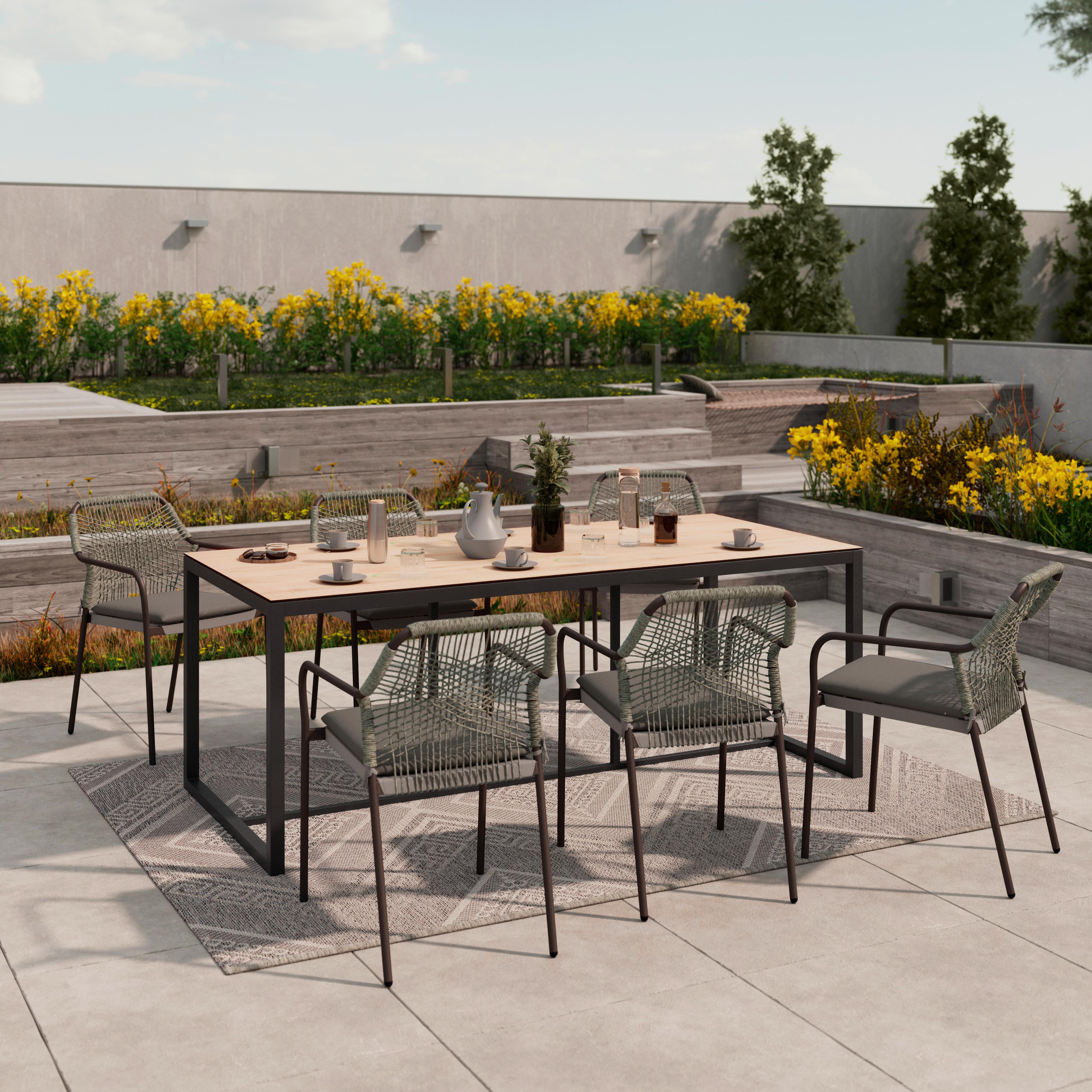 Gartensessel Isabella Metall/Kunststoff/Textil - Dunkelgrau/Hellgrau, MODERN, Kunststoff/Textil (56/58/86cm) - Luca Bessoni