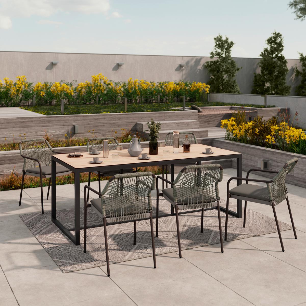 Gartensessel Isabella Metall/Kunststoff/Textil - Dunkelgrau/Hellgrau, MODERN, Kunststoff/Textil (56/58/86cm) - Luca Bessoni