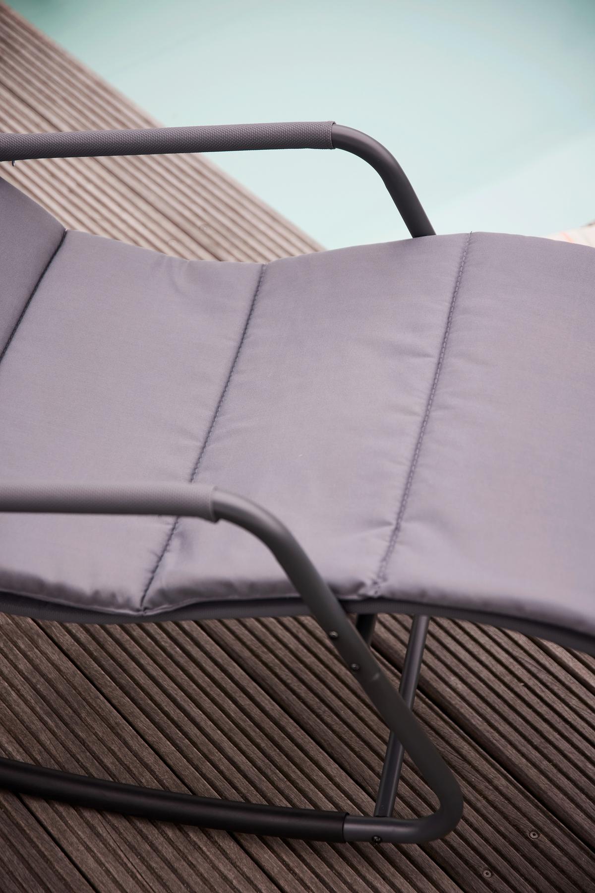 Schaukelliege Metall/Kunststoff/Textil - Blaugrau, KONVENTIONELL, Kunststoff/Textil (57/81/143cm) - Siena Garden