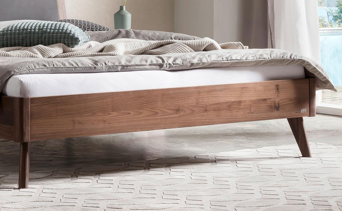 Bett Mareto Nussbaumfarben 140x200 Cm - Dunkelgrau/Nussbaumfarben, KONVENTIONELL, Holz/Textil (140/200cm) - Hasena