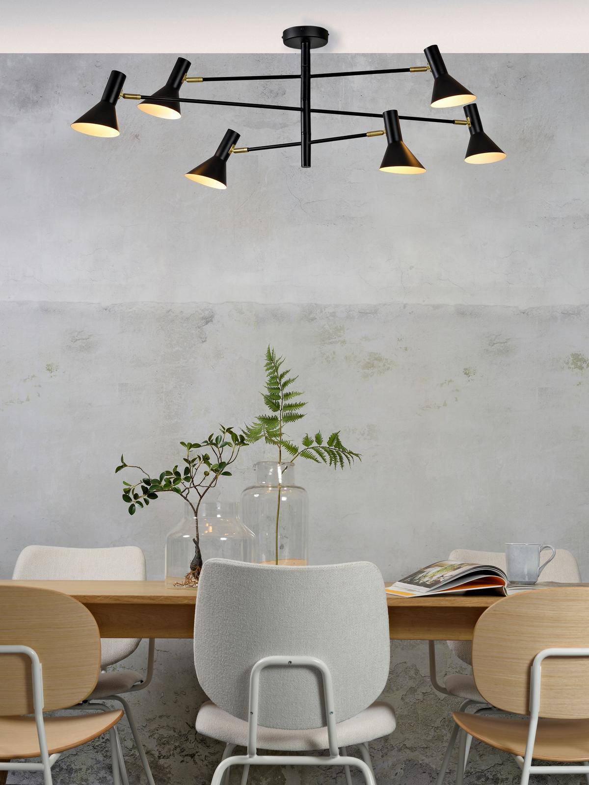 Deckenleuchte Izmir D: 124 cm 6-Flammig - Schwarz, Design, Metall (124/39cm) - It's about Romi