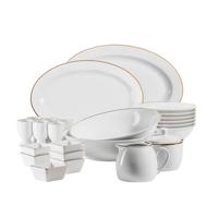 Kombiservice Weiß Goldfarben 6 Personen Geschirr Set - Goldfarben/Weiß, Basics, Keramik (39/34/28cm) - Mäser