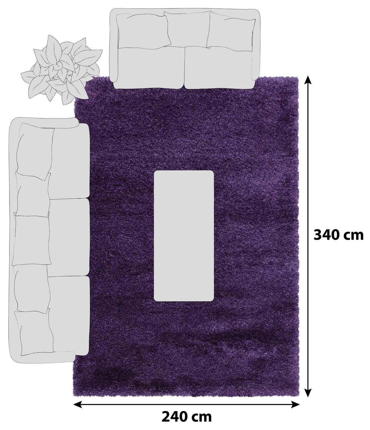 Hochflor Teppich Lila Fluffy 240x340 cm - Lila, Basics, Textil (240/340cm)