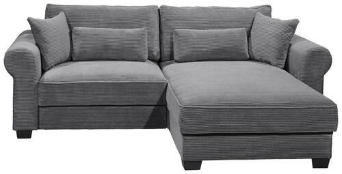 Ecksofa Mit Schlaffunktion Angelina Anthrazit Kord - Anthrazit/Schwarz, Basics, Textil (255/92/185cm) - MID.YOU