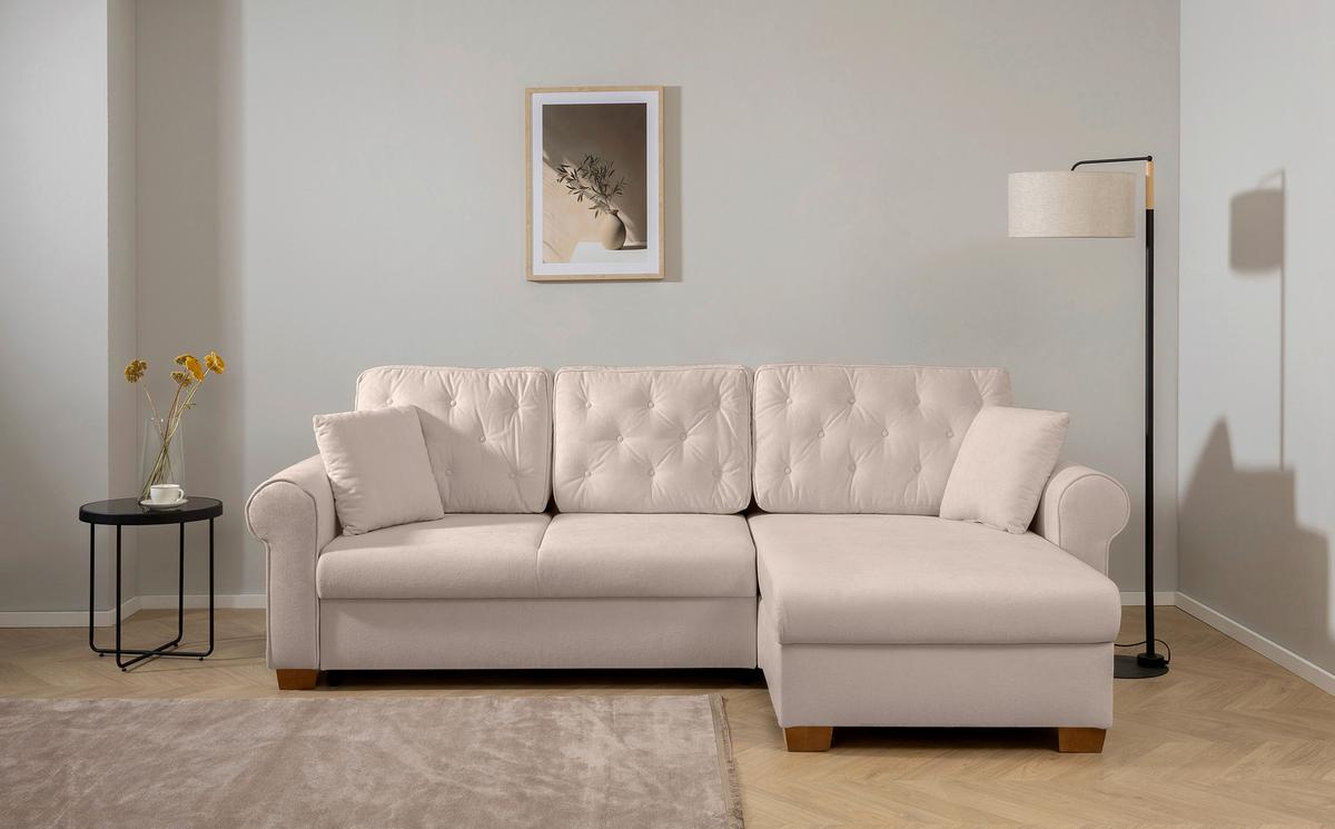 Ecksofa Arles, Taupe 15 S: 266x161 Cm - Taupe/Buchefarben, Design, Textil (266/161cm) - MID.YOU