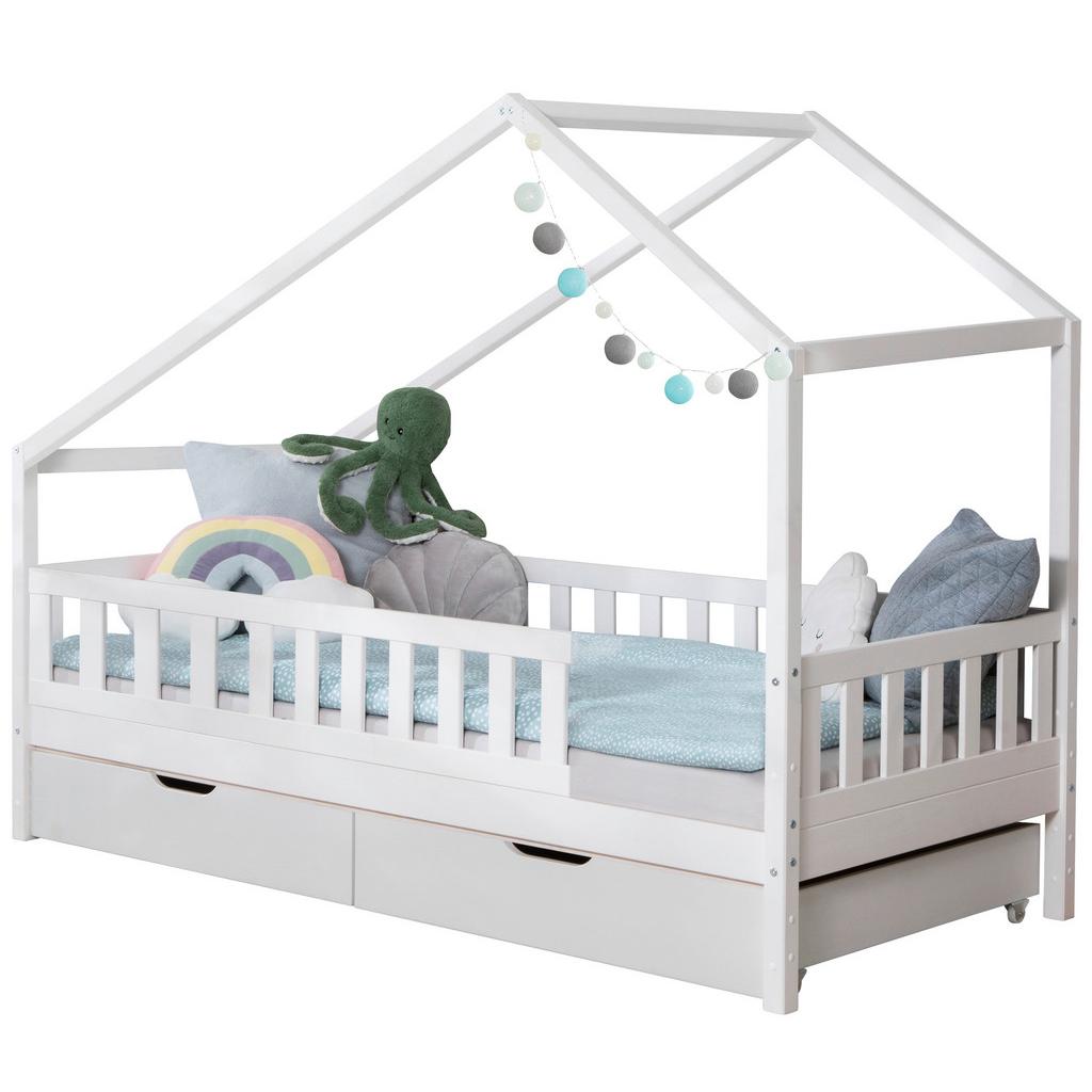 Hausbett Lou Bettschublade Weiß B: 120 cm