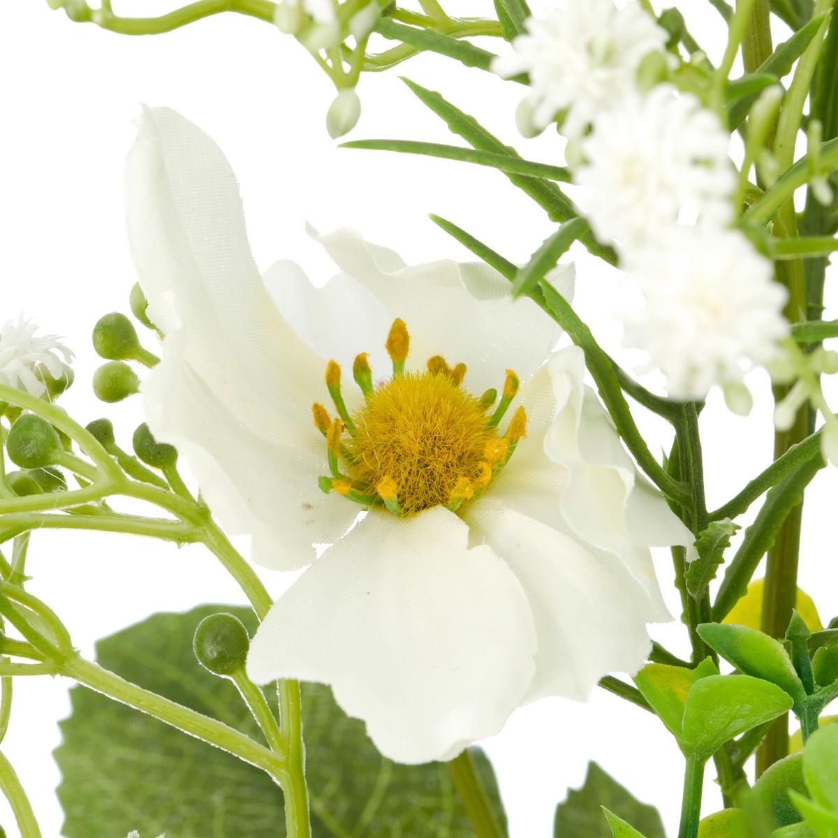 Umelý kvet krasuľka COSMEAMIXSTRAUSS II -PAZ- - biela/zelená, Basics, kov/textil (55cm) - Mömax