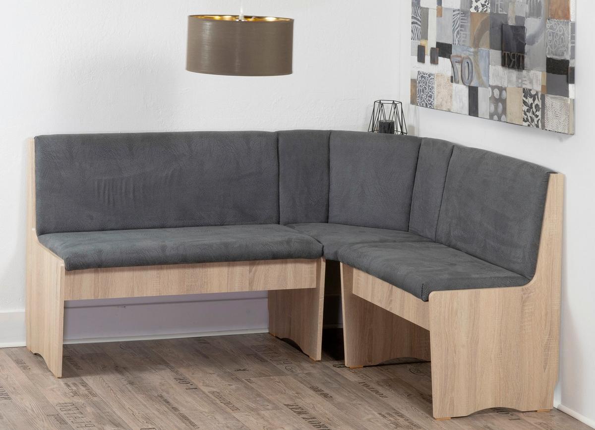 Eckbank Duisburg Titanic Grau, Eiche B: 125 Cm - Grau/Sonoma Eiche, KONVENTIONELL, Holzwerkstoff/Textil (125/89/165cm) - MID.YOU